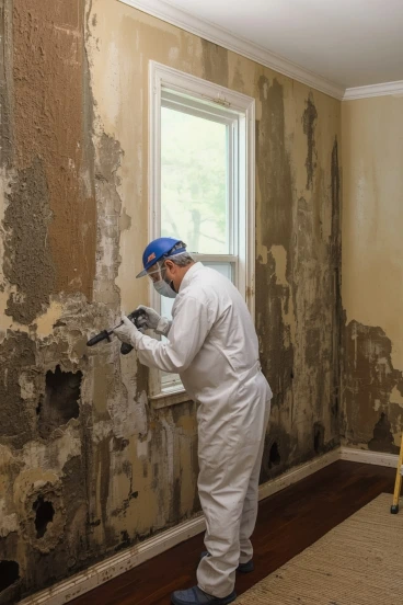 Residential mold remediation work in a Florida home by professional technicians